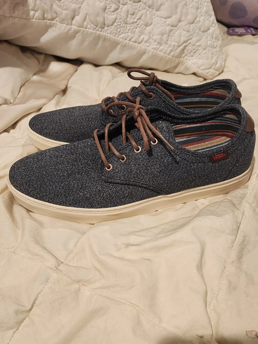 Mens 11½ Vans Tb4r Classic Skate Shoe Heather Grey With Leather